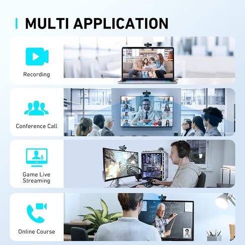 1080P Webcam with Microphone, Full HD Web Camera with RGB Light for Pc, Light Correction and Noise Cancellation Streaming Webcam, USB Computer Camera with Privacy Cover ,Plug and Play PC Web Cam in Saudi Arabia