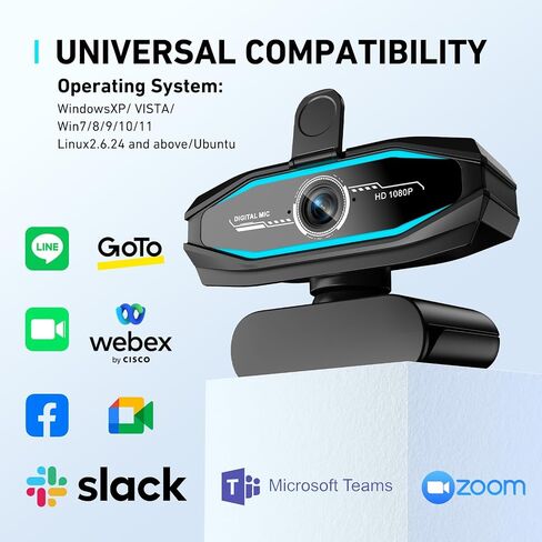 1080P Webcam with Microphone, Full HD Web Camera with RGB Light for Pc, Light Correction and Noise Cancellation Streaming Webcam, USB Computer Camera with Privacy Cover ,Plug and Play PC Web Cam in Saudi Arabia