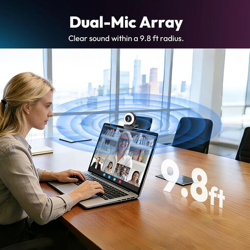 Angetube 4K Webcam with Ring Light, Computer Web Camera for Desktop, Laptop | 4K@30FPS, PDAF Autofocus, 1080P@60FPS, 2 Microphones, USB-A/C, Privacy Cover, Streaming Web Cam for PC Mac, Zoom Teams Twitch in Kuwait