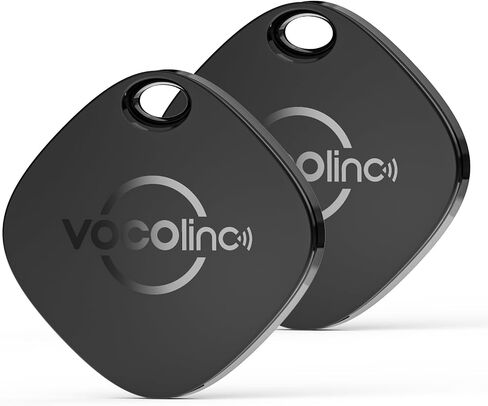 [Apple MFi Certified] VOCOlinc Air Tracker Tags 4 Pack Black, Smart Key Finder Work with Apple Find My APP (iOS Only,Not for Android), Item Locator for Luggage Suitcases/Bag/Wallet,Replaceable Battery in Saudi Arabia