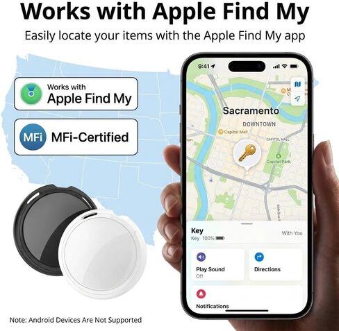 2 Pack Tracker Tags Item Finders for Apple Find My [MFi Certified] iOS Only | Waterproof Bluetooth Key Locator Replaceable Battery Worldwide Tracking Devices for Keys Wallets Bags Luggage Pets Dogs Cats in Saudi Arabia