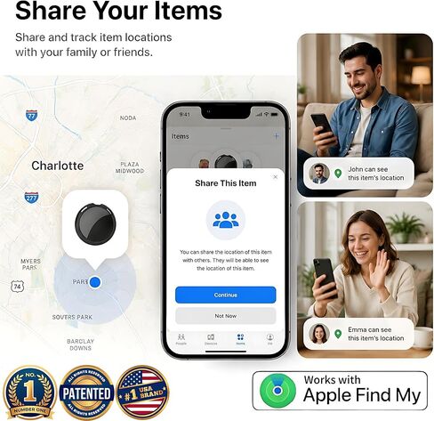 2 Pack Tracker Tags Item Finders for Apple Find My [MFi Certified] iOS Only | Waterproof Bluetooth Key Locator Replaceable Battery Worldwide Tracking Devices for Keys Wallets Bags Luggage Pets Dogs Cats in Saudi Arabia