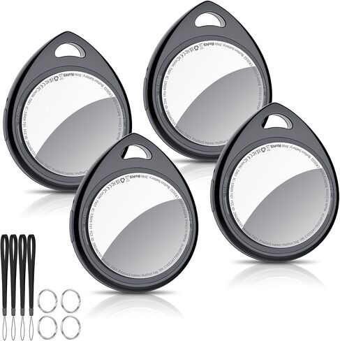 Air Tracker Tags-4 Pack, 5.3 Bluetooth Tracker Work with Apple Find My (iOS Only), 100dB Sound, Smart Tag with Keychain/Lanyard, Item Finder for Luggage/Key/Suitcase, Replaceable Battery, Black. in Saudi Arabia