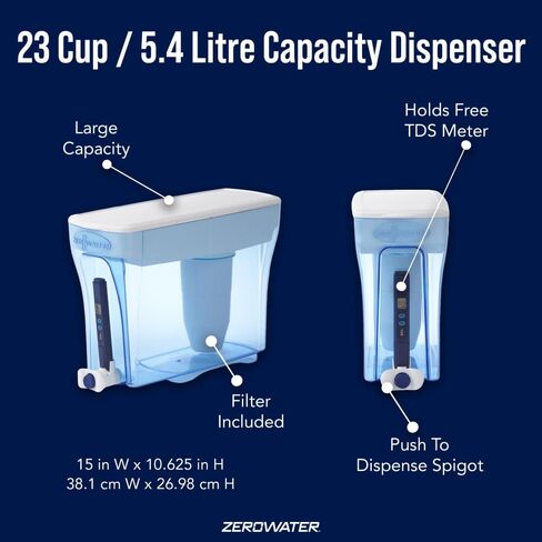 ZeroWater 23-Cup Water Filter Dispenser Removes PFOA/PFAS ​ | IAPMO certified: Lead, PFOA/PFOS, chromium, mercury; 5-stage Advanced Filtration; 0 TDS Water Filter Pitcher​ in Saudi Arabia