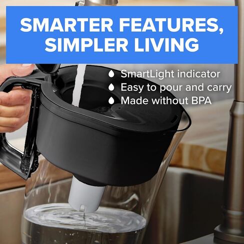 Brita Large 10-Cup Water Filter Pitcher, WQA NSF/ANSI Certified, Reduces 99% of Lead, Microplastics, & 30 Contaminants, BPA-Free, Removes Chlorine Taste & Odor, 1 Elite Filter, White in Kuwait
