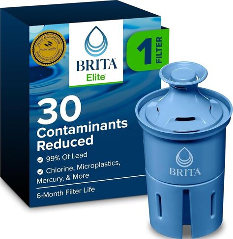 Brita Elite Water Filter Replacements for Pitchers and Dispensers, BPA-Free, Reduces 99% of Lead, Lasts Six Months or 120 Gallons, Includes 2 Pitcher Replacement Filters, Blue in Kuwait