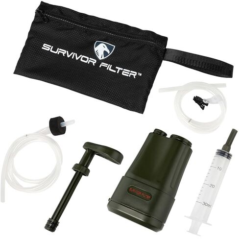 Survivor Filter PRO X Electric Portable Water Filter for Camping & Survival | USA tested 3-stage 0.01 micron pump water purifier, removes virus/bacteria/parasite & heavy metal, BPA-free, for backpacking in Saudi Arabia