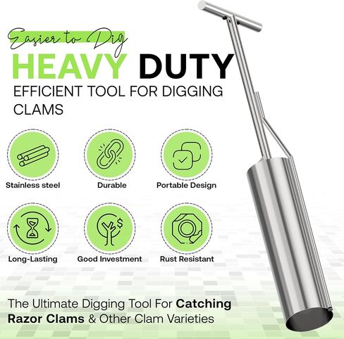 SturdyShape Premium Clam Gun for Clamming Stainless Steel with Vent V4 36 Inch and 5 Inch Tube Diameter HD for Recreational Clam Diggers & Harvesters (V4 36inch) in Saudi Arabia