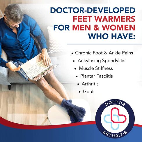 Dr. Arthritis Doctor Developed Heated Booties Foot Warmers for Women Men,Feet Foot Warmer Booties and Handbook Ankle & Feet Warmers (Blue) in Saudi Arabia