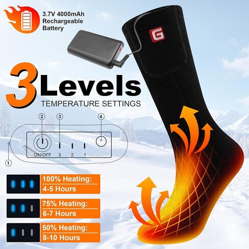 Heated Socks for Men Women Electric Rechargeable Battery Powered Heated Socks,Winter Warm Heated Thermal Insulated Socks for Outdoor Sports Climbing Hiking Hunting Skiing in Saudi Arabia