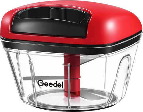Geedel Vegetable Chopper, Manual Food Chopper with Hand Pull String, 500ml | Manual Food Processor, Sharp Stainless Steel Blade, Non-slip Base, Dishwasher Safe, No BPA, Portable, for Veggie, Fruit, Nut in Saudi Arabia
