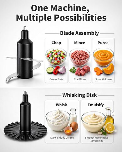SHARDOR Electric Food Processor, 4 Cup Food Chopper with 3 Speed Settings (Pulse + Hands-Free 1&2), 400W Powerful Motor, 4 Bi-Level Blades and Whisk Attachment, BPA-Free, Stainless Steel in Saudi Arabia
