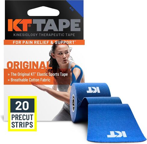 KT Tape, Original Cotton, Elastic Kinesiology Athletic Tape, 20 Count, 10" Precut Strips, Black in Saudi Arabia