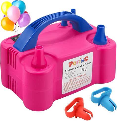 PCFING Balloon Pump Electric with Dual Nozzle & Balloon Tie Tool | Pure Copper Motor, Portable Balloons Inflator Blower for Birthday Anniversary Gender Reveal Party Decorations in Saudi Arabia