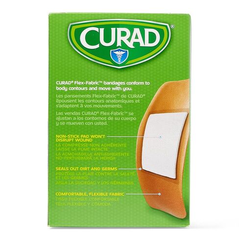 CURAD Flex-Fabric Adhesive Bandages, X‑Large 2 x 4 Inch, 50 Count, | Woven Fabric Stretch, Breathable, Seals on All Four Sides, Absorbent Pad, Long-Lasting Protection in Saudi Arabia