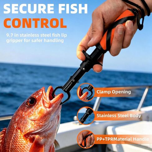 4-Piece Fishing Tool Kit, Stainless Steel Pliers, Orange | For Hook Removal And Crimping, Corrosion-Resistant Hardware, Coiled Lanyard, Braid Cutter in Saudi Arabia
