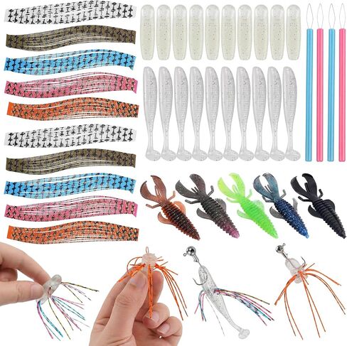 Hikary Fishing Lure DIY Kit Making Kit,Dice Baits for Bass Fishing | Skirt Threader Tool Freshwater Gift for Men Women in Saudi Arabia