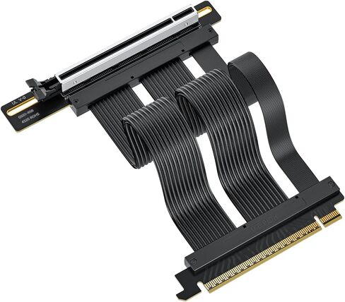 RGEEK PCIe 5.0 Riser Cable X16, 200mm Right Angle for Vertical GPU Mount | Compatible PCIe 4.0, EMI Shielded, Fits ATX MATX Case for Professional Graphics Cards RTX 5080 5090 RX 9070 A100 A800 in Saudi Arabia