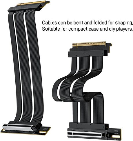 RGEEK PCIe 5.0 Riser Cable X16, 200mm Right Angle for Vertical GPU Mount | Compatible PCIe 4.0, EMI Shielded, Fits ATX MATX Case for Professional Graphics Cards RTX 5080 5090 RX 9070 A100 A800 in Saudi Arabia