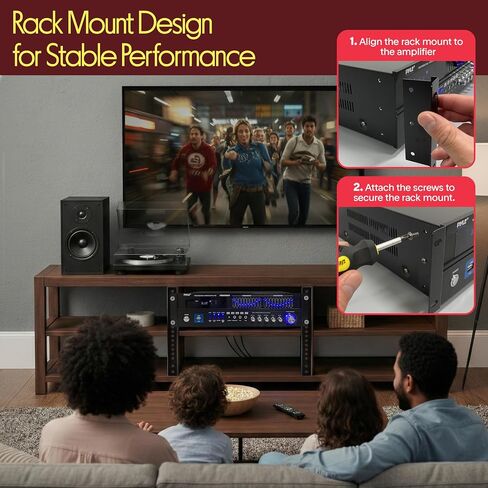 Pyle Bluetooth Hybrid Home Amplifier - 6-Channel 2000W Rack Mount Power Amplifier Receiver w/ Radio - Dual 10 Band EQ, Karaoke Microphone x2, USB, RCA, COAX, OPT, DVD Inputs, HiDef Input and Output in Kuwait