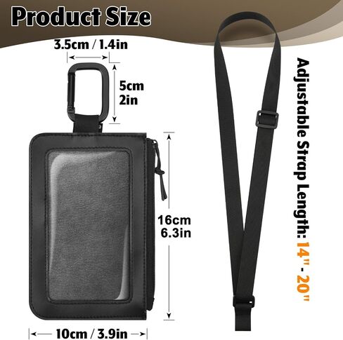 Hunting License Holder with Adjustable Lanyard, PU Leather Fishing License Holder Clear Window Tag Carrying Case with Metal Hook for Hunting Fishing Archery Permits in Kuwait