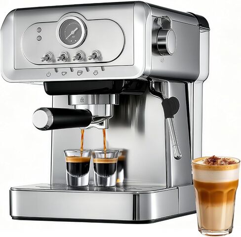 Espresso machine 20 Bar, Espresso Maker with Powerful Steam Milk Frother, Stainless Steel Coffee Machine with Fast Heating System for Latte, Cappuccino in Saudi Arabia