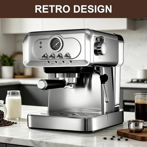 Espresso machine 20 Bar, Espresso Maker with Powerful Steam Milk Frother, Stainless Steel Coffee Machine with Fast Heating System for Latte, Cappuccino in Saudi Arabia