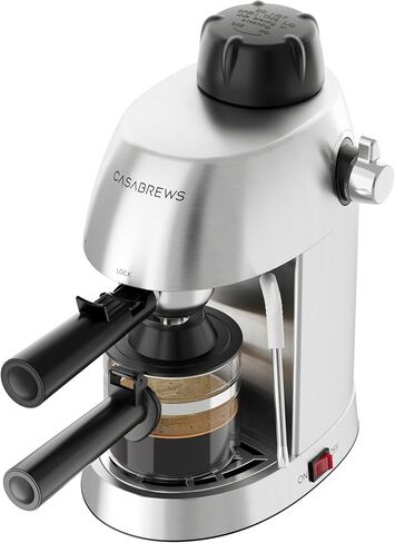 CASABREWS 3.5 Bar 4 Cup Espresso Cappuccino Machine with Milk Frother | Stainless Steel, Milk Frother, Dual Safety Switches, 800W, Compact for Home, Brew Espresso, Latte, Cappuccino, Iced Coffee in Saudi Arabia