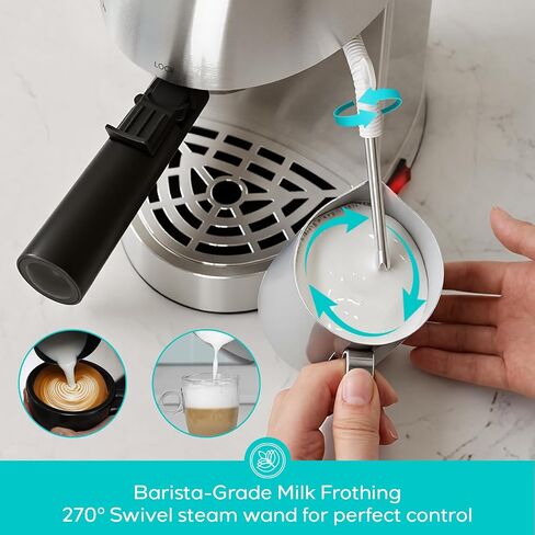 CASABREWS 3.5 Bar 4 Cup Espresso Cappuccino Machine with Milk Frother | Stainless Steel, Milk Frother, Dual Safety Switches, 800W, Compact for Home, Brew Espresso, Latte, Cappuccino, Iced Coffee in Saudi Arabia
