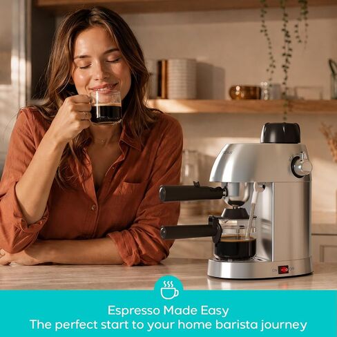 CASABREWS 3.5 Bar 4 Cup Espresso Cappuccino Machine with Milk Frother | Stainless Steel, Milk Frother, Dual Safety Switches, 800W, Compact for Home, Brew Espresso, Latte, Cappuccino, Iced Coffee in Saudi Arabia