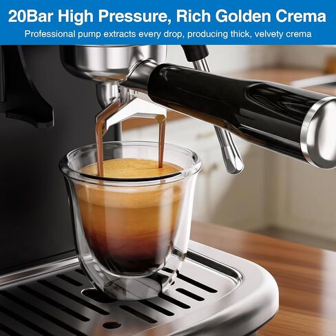 XIXUBX Espresso Machine with Grinder, PID & Programmable Settings, Black | 20-bar pump, cold coffee mode, 51mm portafilter, adjustable steam, 60 oz tank and milk pitcher for hot and iced drinks in Saudi Arabia
