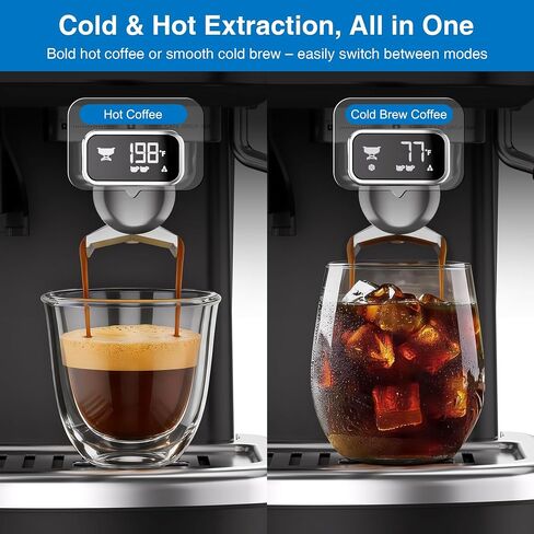 XIXUBX Espresso Machine with Grinder, PID & Programmable Settings, Black | 20-bar pump, cold coffee mode, 51mm portafilter, adjustable steam, 60 oz tank and milk pitcher for hot and iced drinks in Saudi Arabia