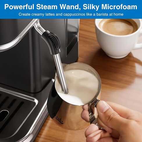XIXUBX Espresso Machine with Grinder, PID & Programmable Settings, Black | 20-bar pump, cold coffee mode, 51mm portafilter, adjustable steam, 60 oz tank and milk pitcher for hot and iced drinks in Saudi Arabia