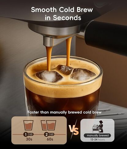 ecozy 4-in-1 Espresso Machine and Coffee Maker Combo with Milk Frother | Cold Brew & Over Ice, Interactive Touch Screen, Stainless Steel, Brezzano Elite Series for Lattes, Americanos in Saudi Arabia