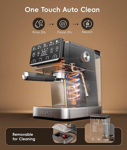 ecozy 4-in-1 Espresso Machine and Coffee Maker Combo with Milk Frother | Cold Brew & Over Ice, Interactive Touch Screen, Stainless Steel, Brezzano Elite Series for Lattes, Americanos in Saudi Arabia