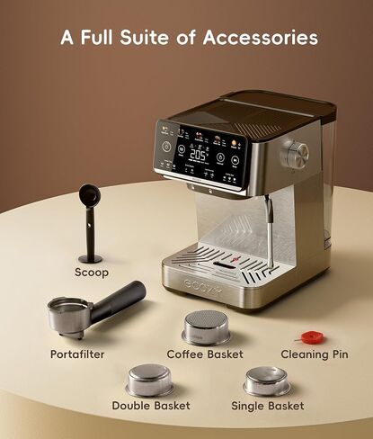 ecozy 4-in-1 Espresso Machine and Coffee Maker Combo with Milk Frother | Cold Brew & Over Ice, Interactive Touch Screen, Stainless Steel, Brezzano Elite Series for Lattes, Americanos in Saudi Arabia