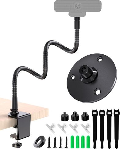 19" Gooseneck Webcam Desk Mount & Mic Flange Mount Bundle, 1/4" & 5/8" Thread, Metal Construction for Streaming & Studio DIY in Kuwait