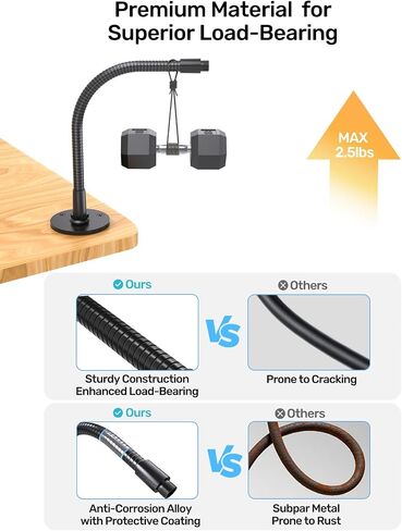19" Gooseneck Webcam Desk Mount & 13" Mic Gooseneck Extension Bundle, 1/4" & 5/8" Thread, Heavy Duty for Streaming & Recording in Kuwait