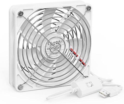 aceyoon 140mm USB PC Fan with 3 Adjustable Speeds | 5V, Portable Computer Blower, Double Sided Metal Grill Ventilation, For Laptop / TV Box / AV Cabinet / Router in Kuwait