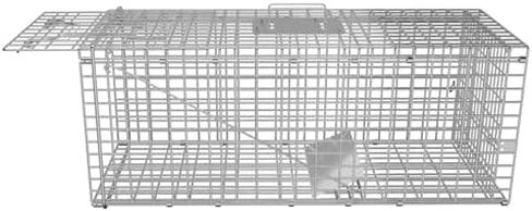 Live Animal Cage Trap, 24" x 7" x 8" Humane Squirrel Trap, Silver | Galvanized Iron, Easy to Set & Release, Folding Animal Trap with Handle for Squirrels, Rabbits, Stray Cats and Rodent in Kuwait