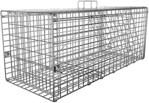 Live Animal Cage Trap, 24" x 7" x 8" Humane Squirrel Trap, Silver | Galvanized Iron, Easy to Set & Release, Folding Animal Trap with Handle for Squirrels, Rabbits, Stray Cats and Rodent in Kuwait