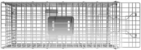 Live Animal Cage Trap, 24" x 7" x 8" Humane Squirrel Trap, Silver | Galvanized Iron, Easy to Set & Release, Folding Animal Trap with Handle for Squirrels, Rabbits, Stray Cats and Rodent in Kuwait