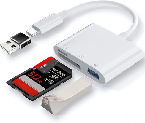 SD Card Reader for iPhone | USB C Memory Card Reader, Digital Camera Adapter To MacBook/USBC Laptop for SD/Micro SD Card, Camera Accessories in Saudi Arabia