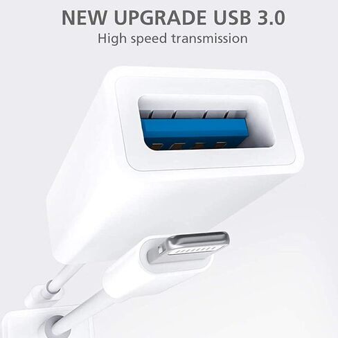 Lightning to USB Camera Adapter Apple MFi Certified Lightning Female USB 3.0 OTG Cable Adapter Compatible with iPhone/iPad, Supports Connect Camera, Card Reader, USB Flash Drive, MIDI Keyboard, Mouse in Kuwait