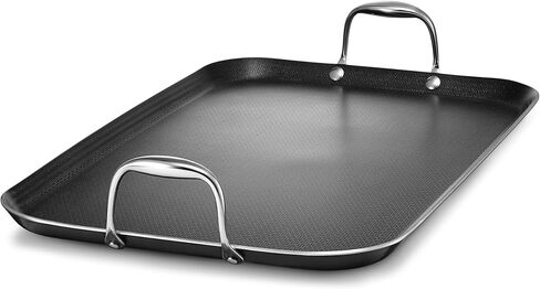 HexClad 12" Hybrid Nonstick Griddle Pan, BBQ, Dishwasher and Oven Safe | Stay-Cool Handles, Oven Safe up to 900°F, Compatible with All Cooktops, Induction Ready in Saudi Arabia