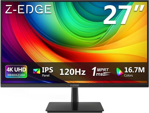 Z-Edge 27-inch 4K Gaming Monitor, 120Hz UHD 3840x2160 IP PC Computer | S274K 1ms MPRT Refresh Rate, 16.7M Colors, HDMI 2.0 x2 and DP 1.4 x 2 for Work, Business,Gaming in Kuwait