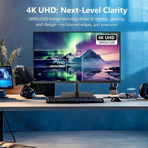 Z-Edge 27-inch 4K Gaming Monitor, 120Hz UHD 3840x2160 IP PC Computer | S274K 1ms MPRT Refresh Rate, 16.7M Colors, HDMI 2.0 x2 and DP 1.4 x 2 for Work, Business,Gaming in Kuwait