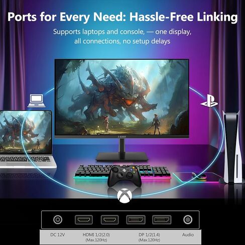 Z-Edge 27-inch 4K Gaming Monitor, 120Hz UHD 3840x2160 IP PC Computer | S274K 1ms MPRT Refresh Rate, 16.7M Colors, HDMI 2.0 x2 and DP 1.4 x 2 for Work, Business,Gaming in Kuwait