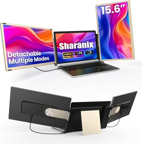 Laptop Screen Extender, 15.6" Ultra Light & Thin Triple Portable Monitor for Laptop with 1080P FHD IPS Display, Two Cable USB-C/HDMI Plug-Play Monitor Extender for Mac/Win/Android, Fits 13-17" Laptops in Saudi Arabia