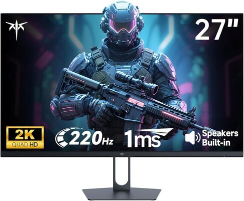 KTC 27 Inch Gaming Monitor 220Hz, 2K QHD Monitor 1ms w/Speakers H27T22C-3 | 2560x1440 Fast IPS Monitors Gamer 200Hz, Adaptive Sync, HDR400, 131% sRGB, HDMI DP Port, Tiltable, Low Blue Light, VESA Mount in Kuwait